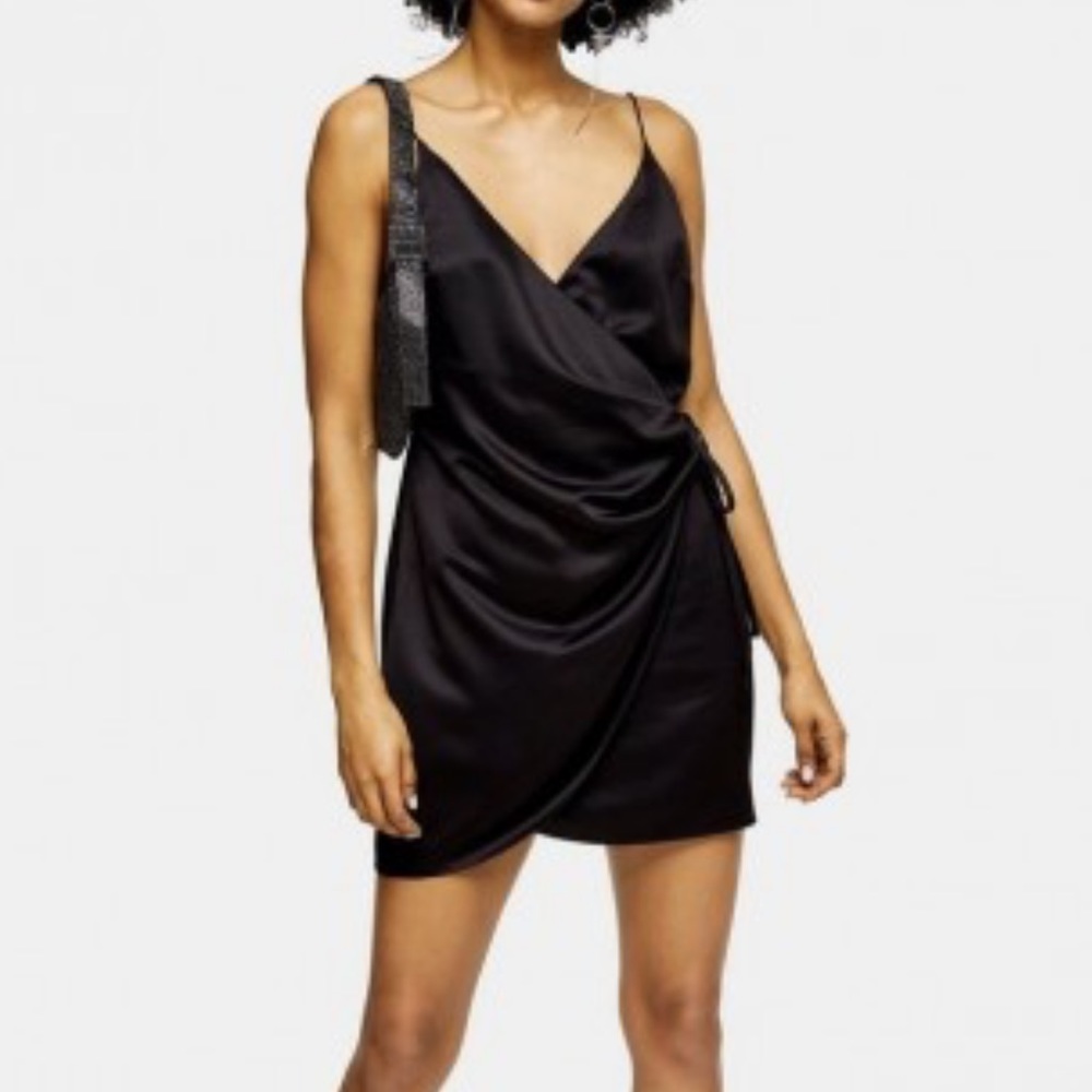 NWT Topshop Black Wrap Dress